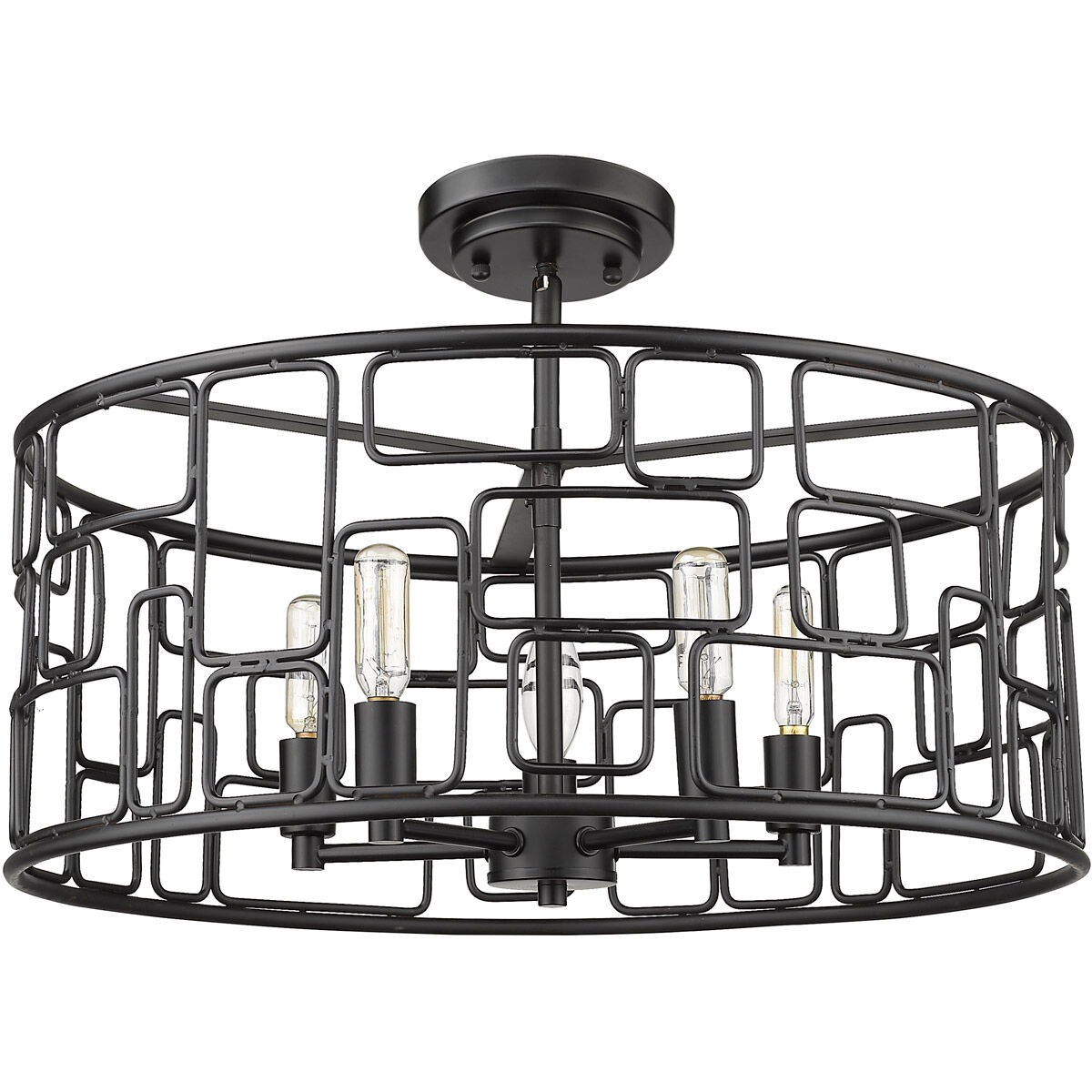 Amoret 5 Light 20 inch Matte Black Convertible Pendant Ceiling Light