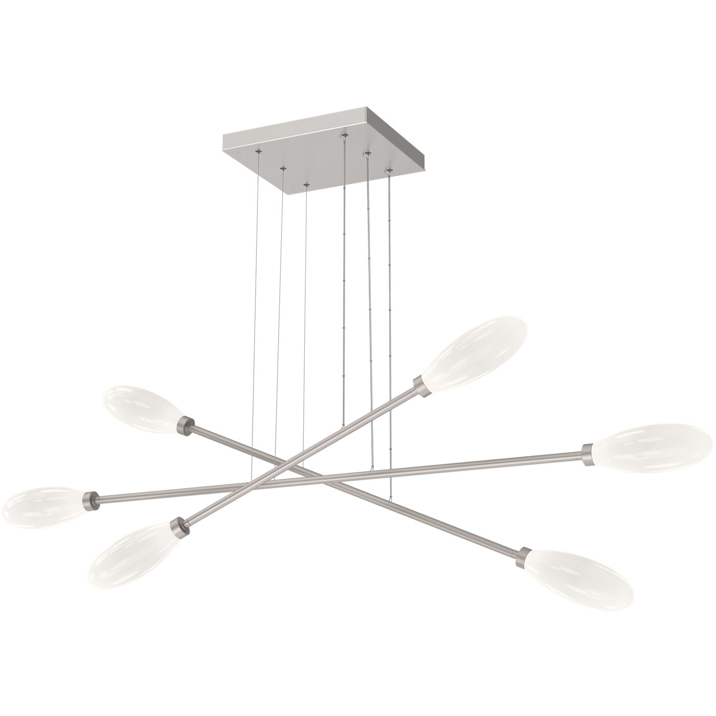 Fiori LED Beige Silver Linear Multi-Pendant Ceiling Light, Triple Moda