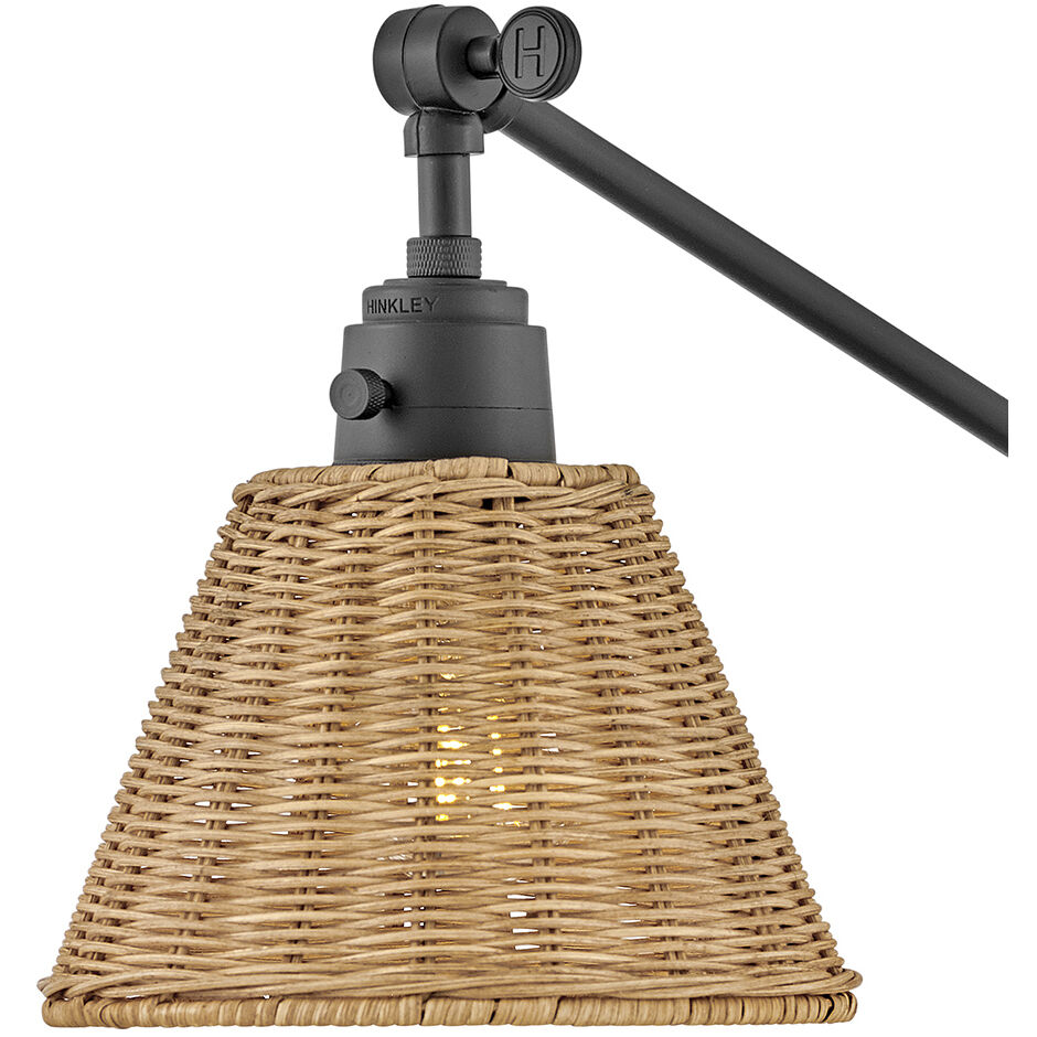 Arti 1 Light 7.75 inch Black Indoor Wall Sconce Wall Light in Black / Natural Rattan