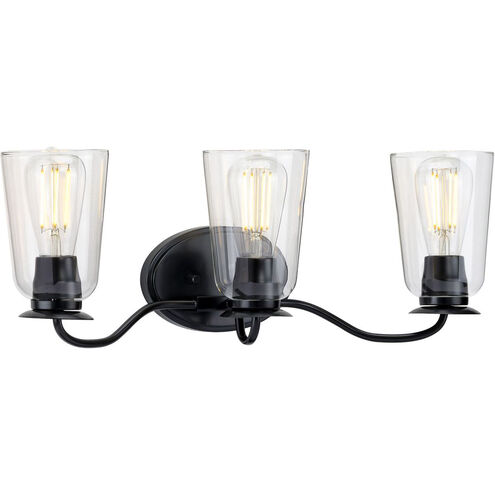 Durrell 3 Light 22.38 inch Matte Black Bath Vanity Wall Light