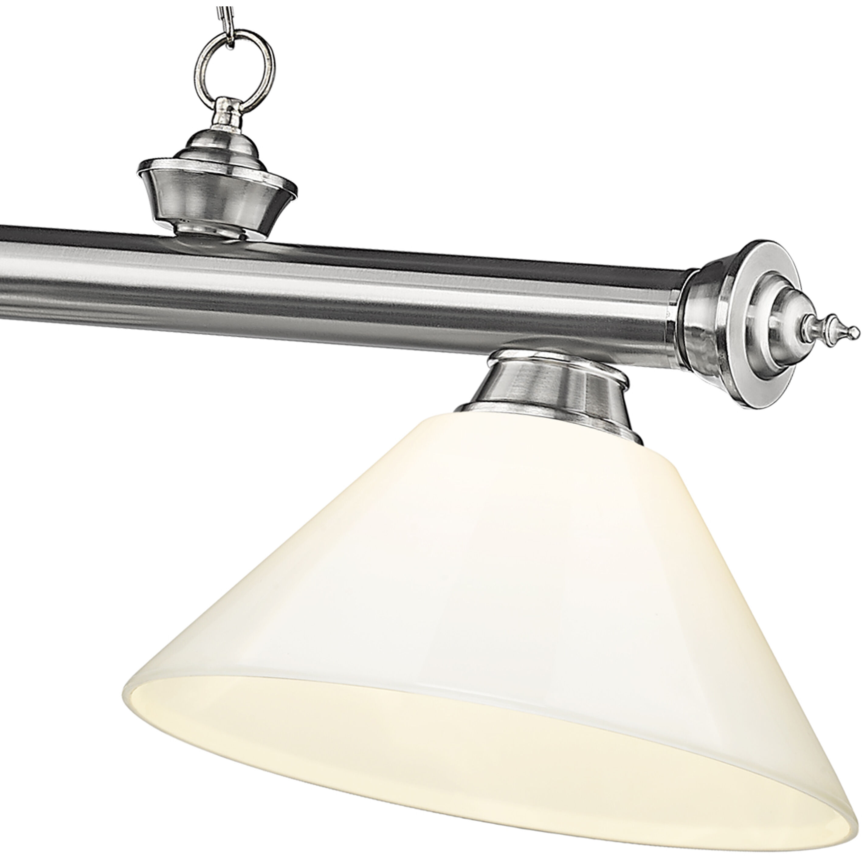Cordon 3 Light 57.25 inch Brushed Nickel Billiard Ceiling Light in White Plastic