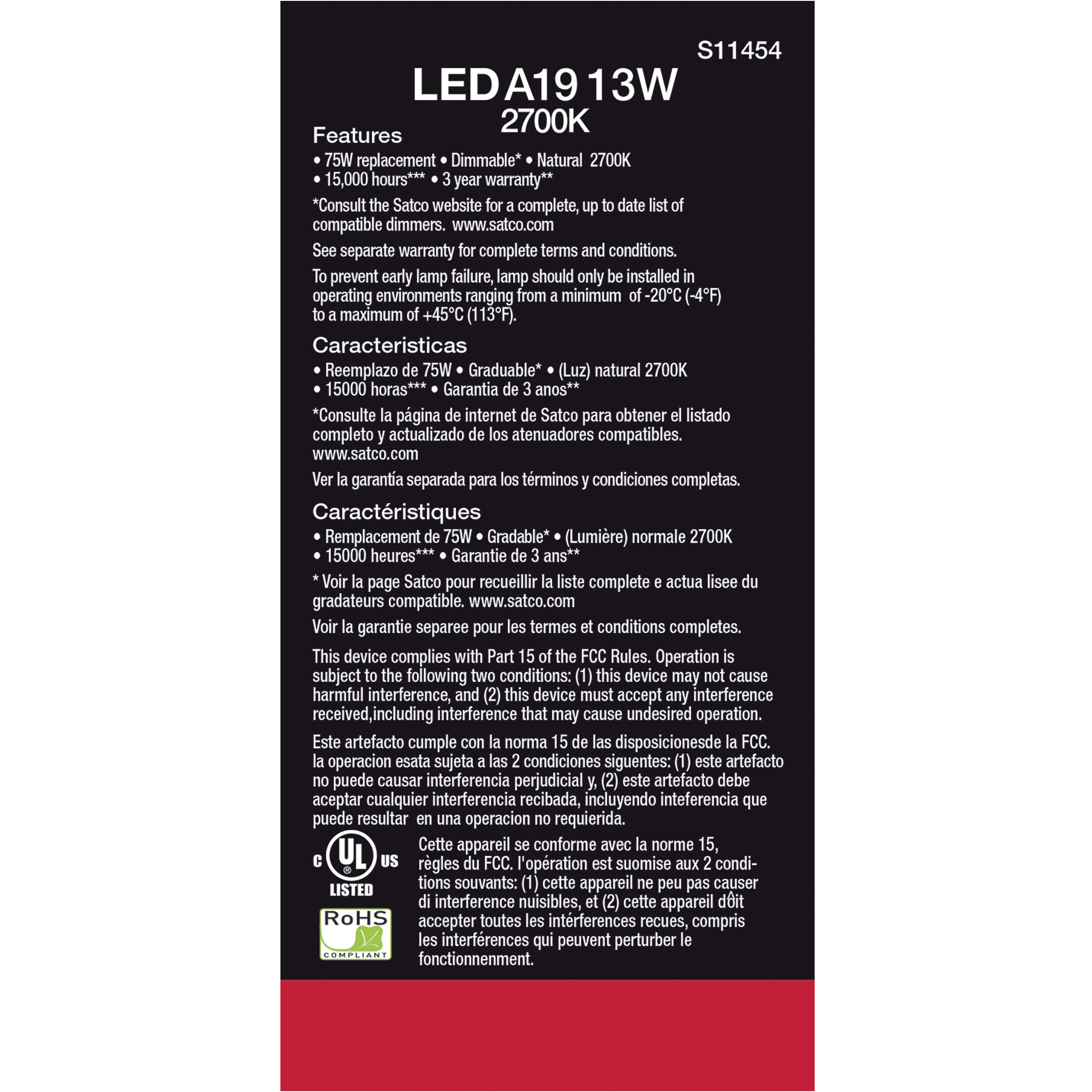 Lumos LED Medium Type A 13.00 watt 2700K Light Bulb