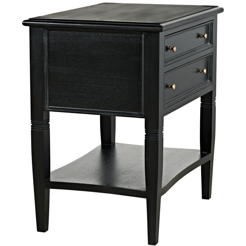 Oxford 30 X 28 inch Hand Rubbed Black Side Table, 2 Drawer