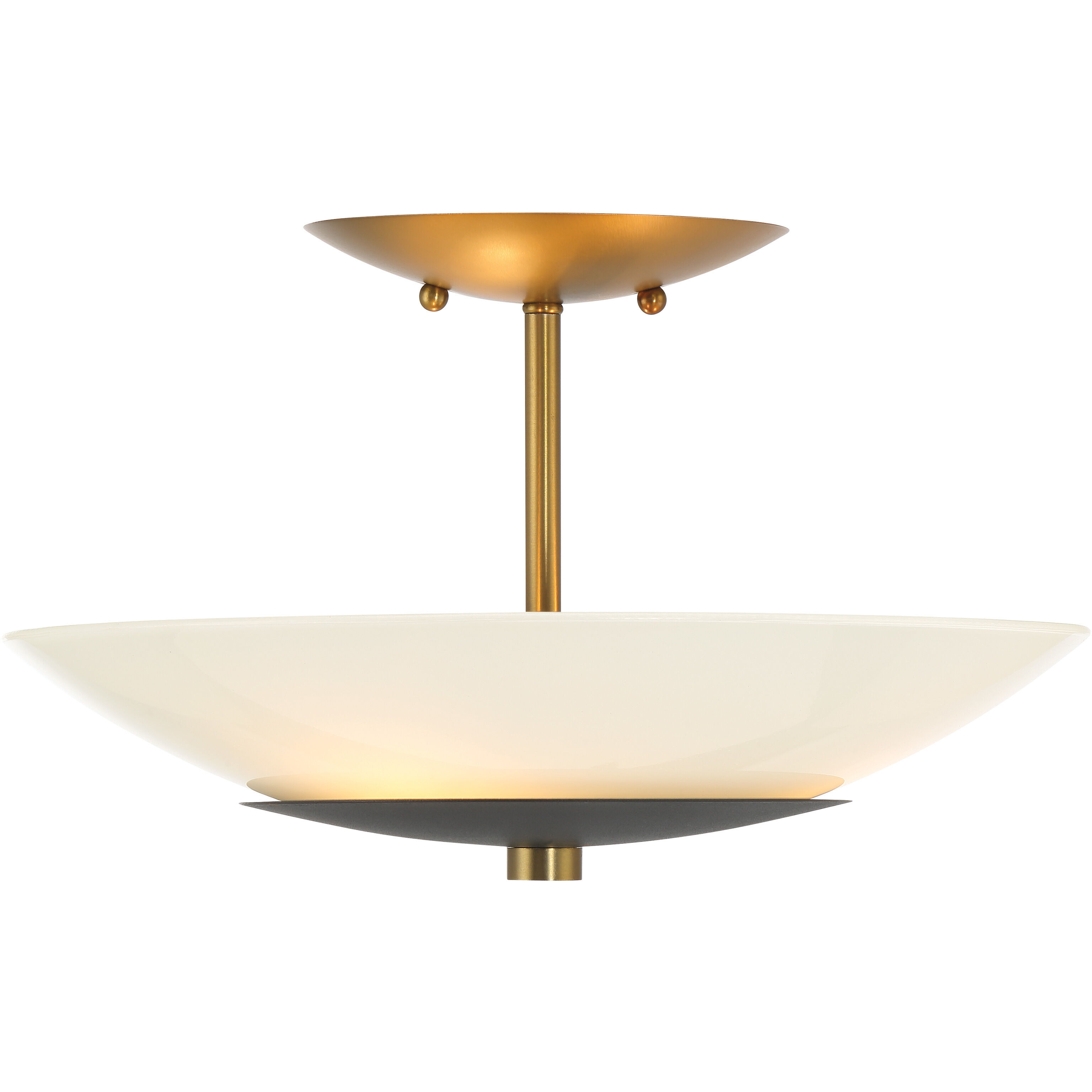 Bax 3 Light 13.88 inch Sand Coal and Soft Brass Flush Mount Ceiling Light