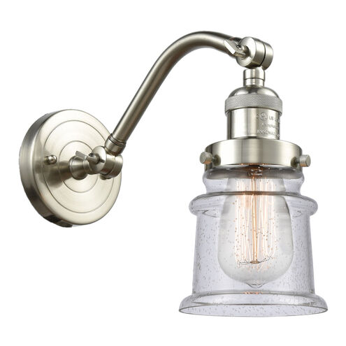 Franklin Restoration Small Canton 1 Light 7 inch Brushed Satin Nickel Sconce Wall Light in Seedy Glass, Franklin Restoration