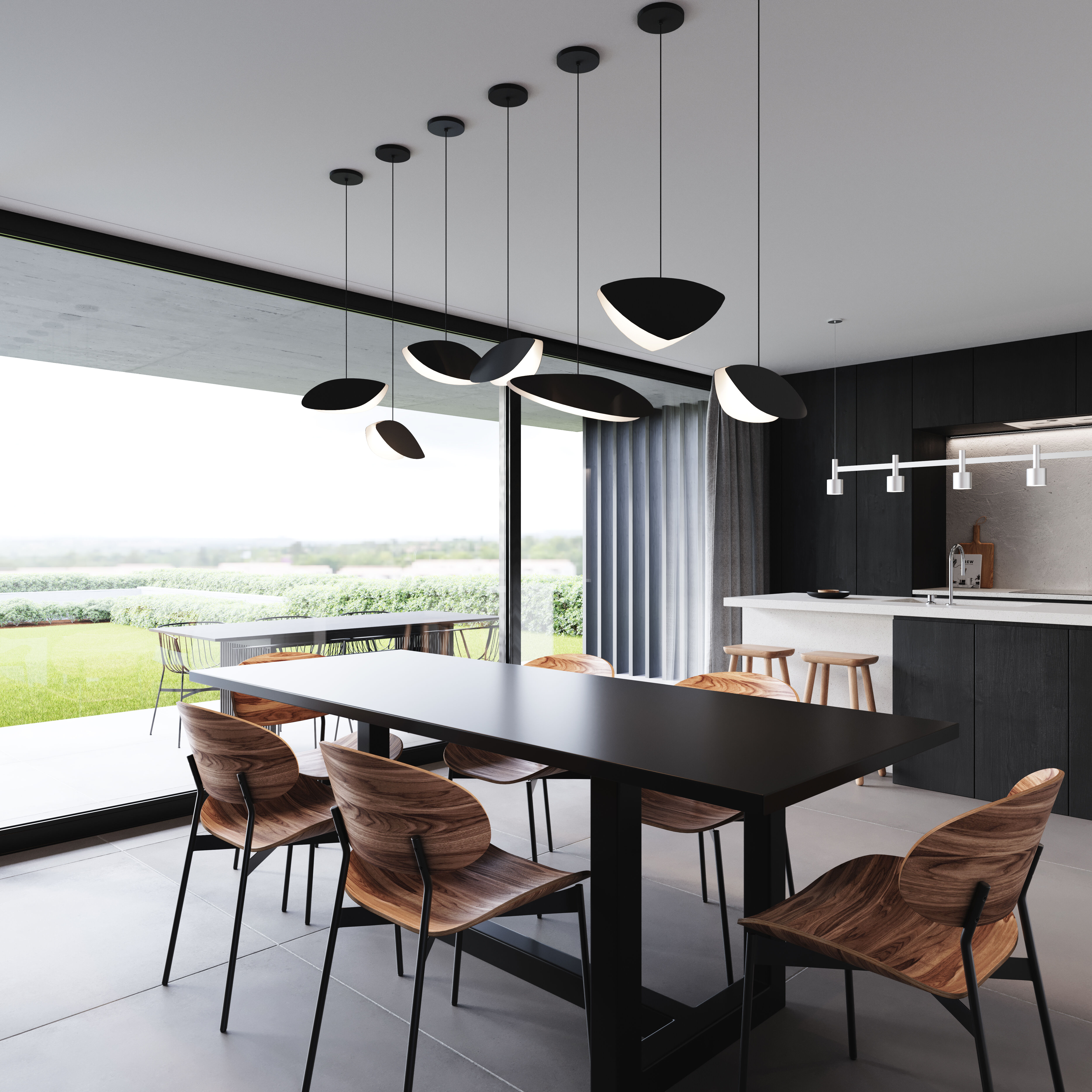 Papillons LED 13 inch Satin Black Pendant Ceiling Light