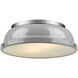 Duncan 2 Light 14 inch Pewter Flush Mount Ceiling Light in Grey, Damp