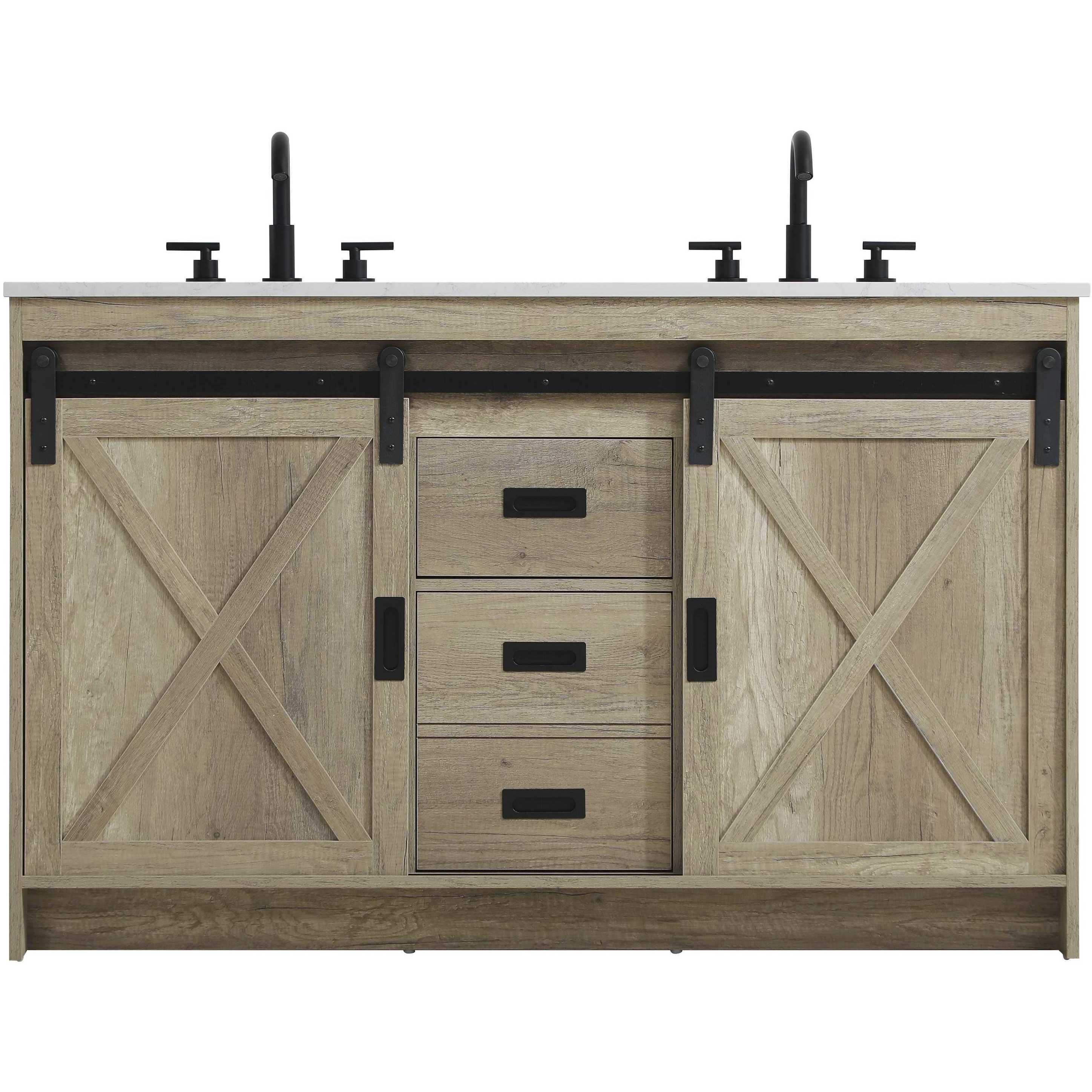 Austin 54 X 34 inch Natural Oak Bathroom Vanity Cabinet