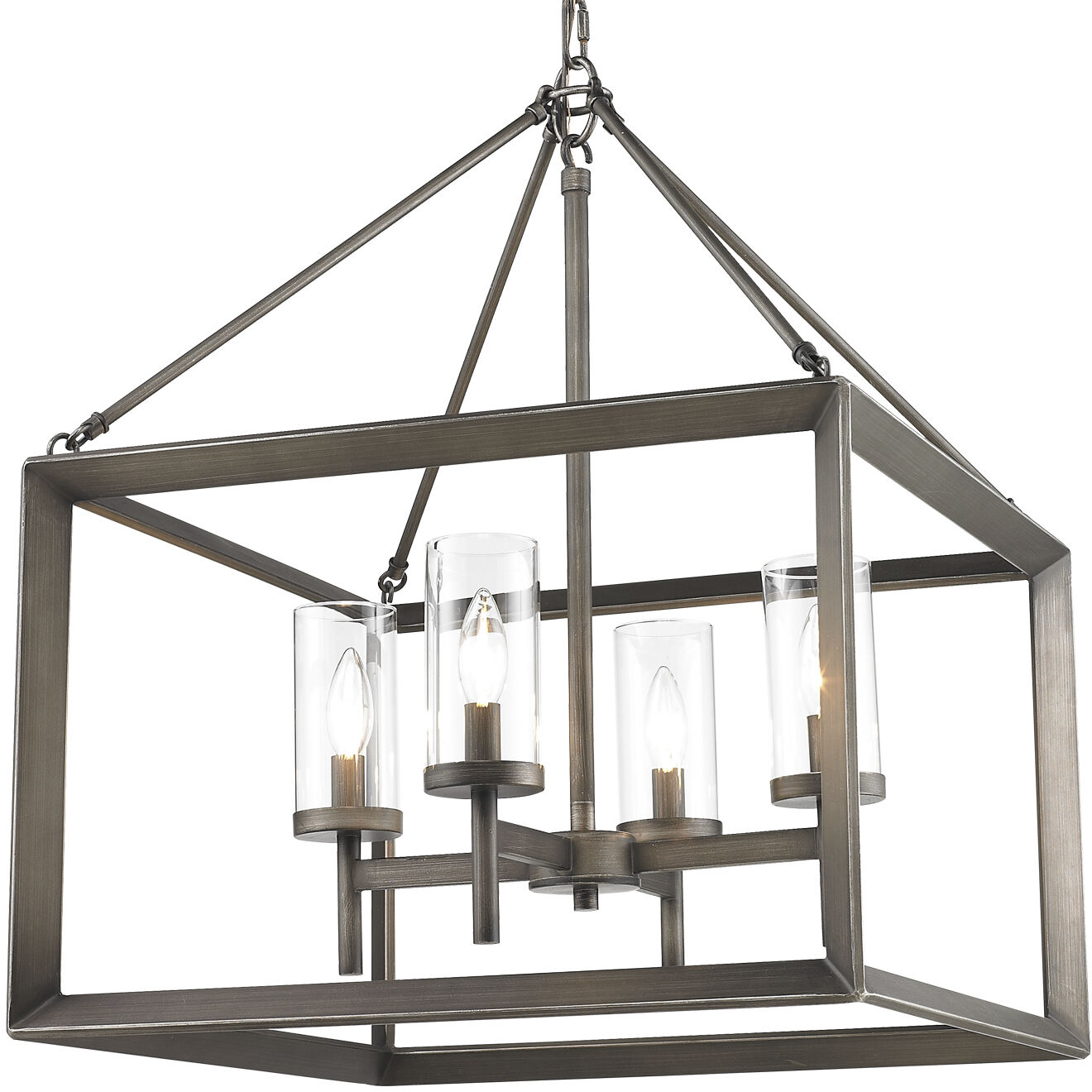 Smyth 21 inch 60.00 watt Gunmetal Bronze Chandelier Ceiling Light in Clear Glass
