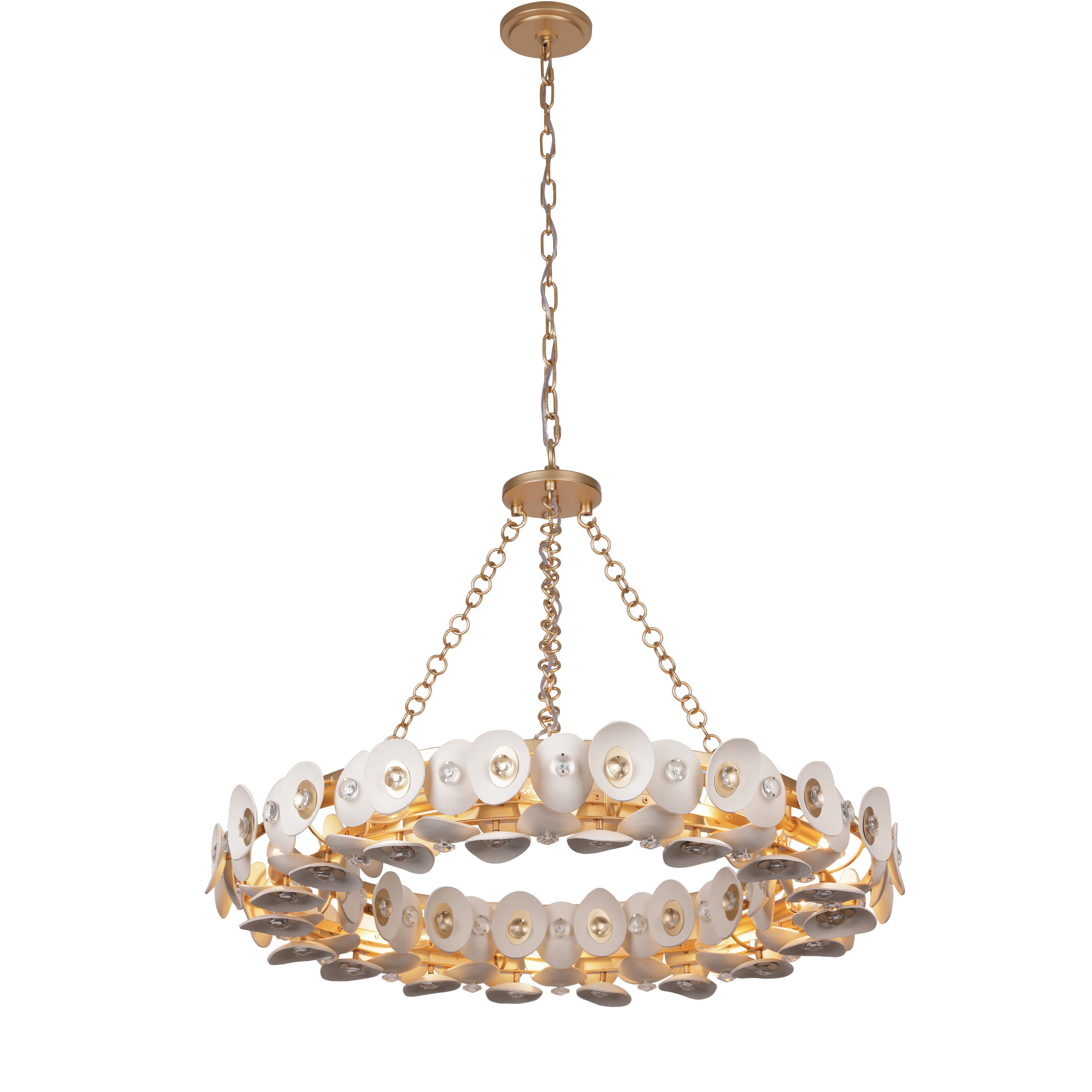 Niu 10 Light 34.5 inch Coconut Shell Gold / Coconut Shell White Pendant Ceiling Light