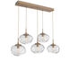 Nova LED LED Novel Brass Linear Pendant Ceiling Light in 3000K LED, Geo Inner - Clear Outer, Multi-Pendant
