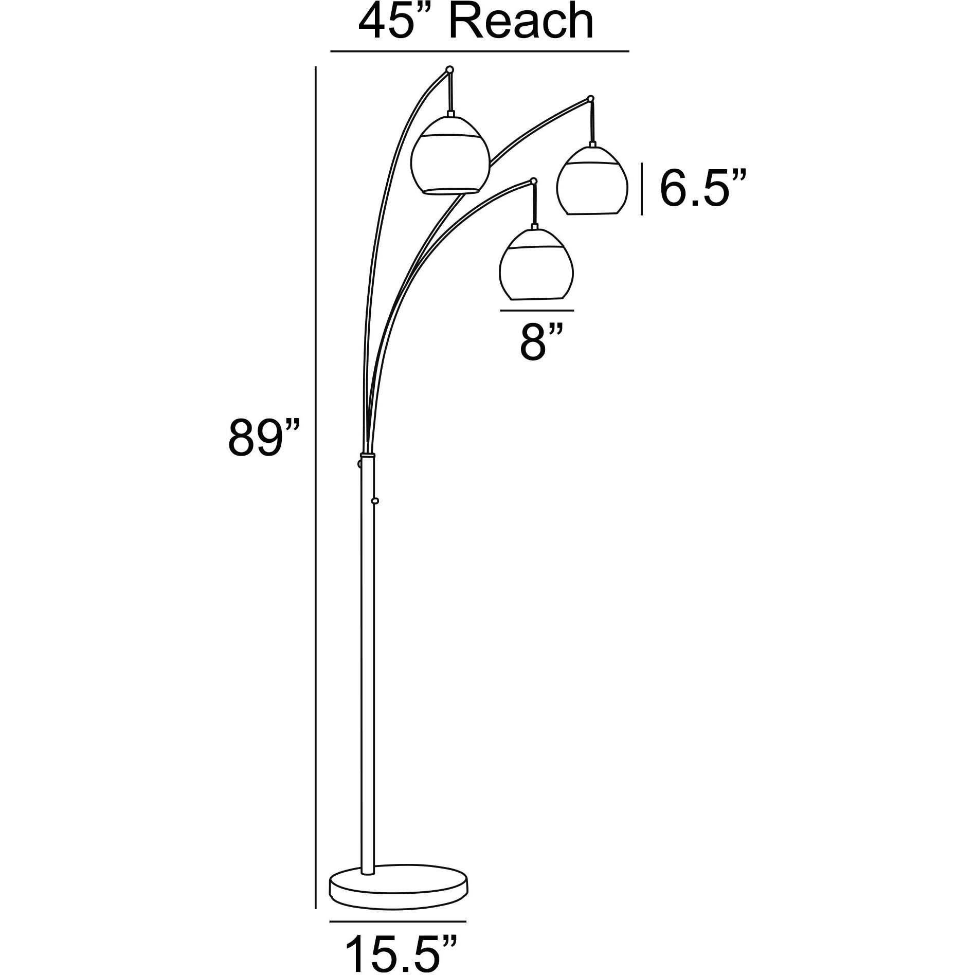 Ladessa 89 inch 7.00 watt Nickel Arc Lamp Portable Light