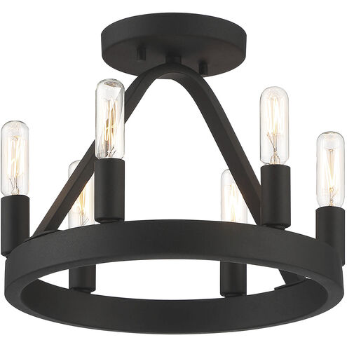 Carousel 6 Light 12 inch Black Semi-Flush Ceiling Light