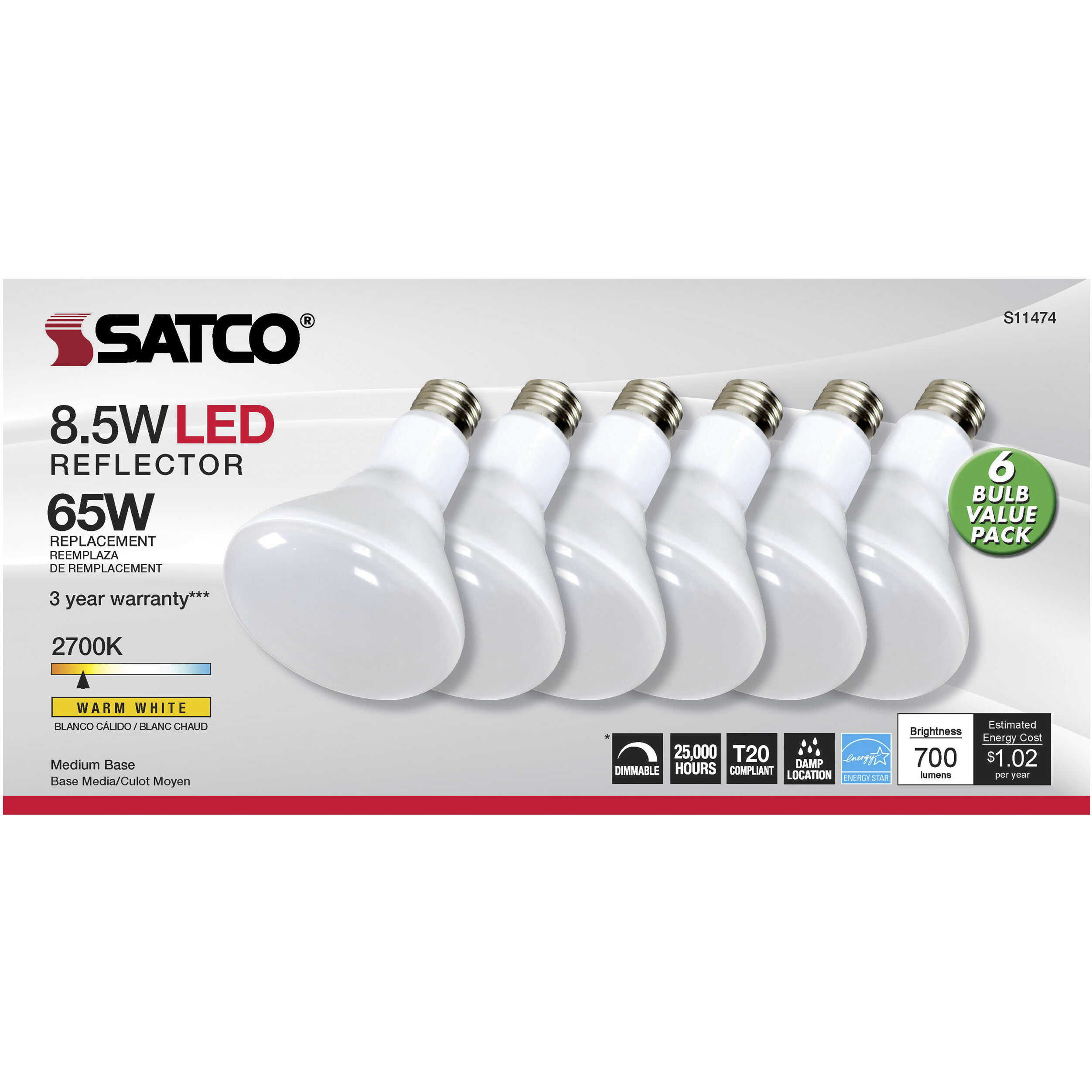 Lumos LED Medium 8.50 watt 2700K LED Bulb