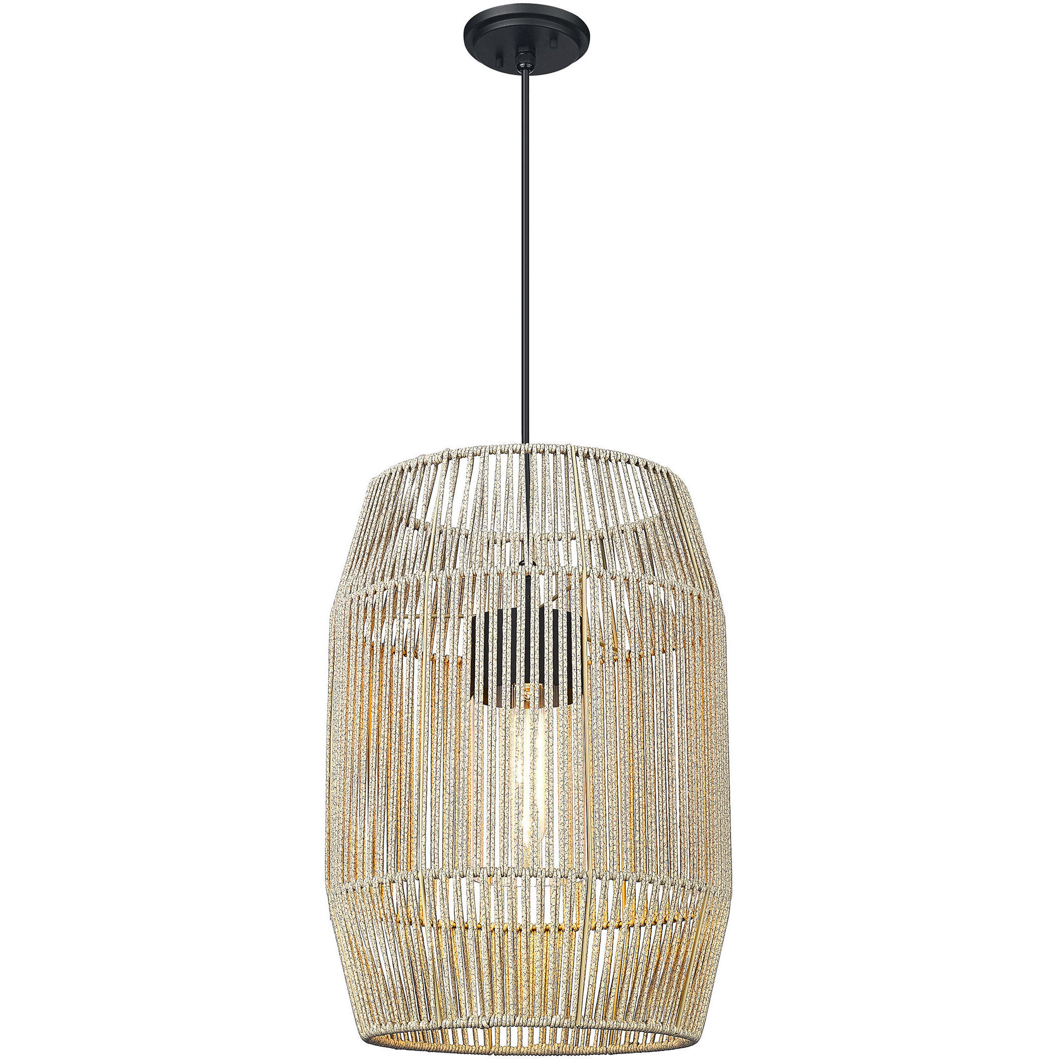 Seabrooke 1 Light 15 inch Natural Black Outdoor Pendant in Summer Sands