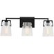 Drew & Jonathan Crofton 3 Light 24 inch Midnight Black Vanity Light Wall Light