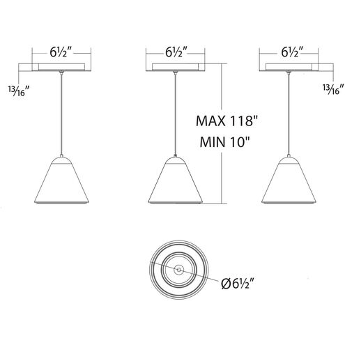 Kone LED 6.5 inch Black Mini-Pendant Ceiling Light, dweLED