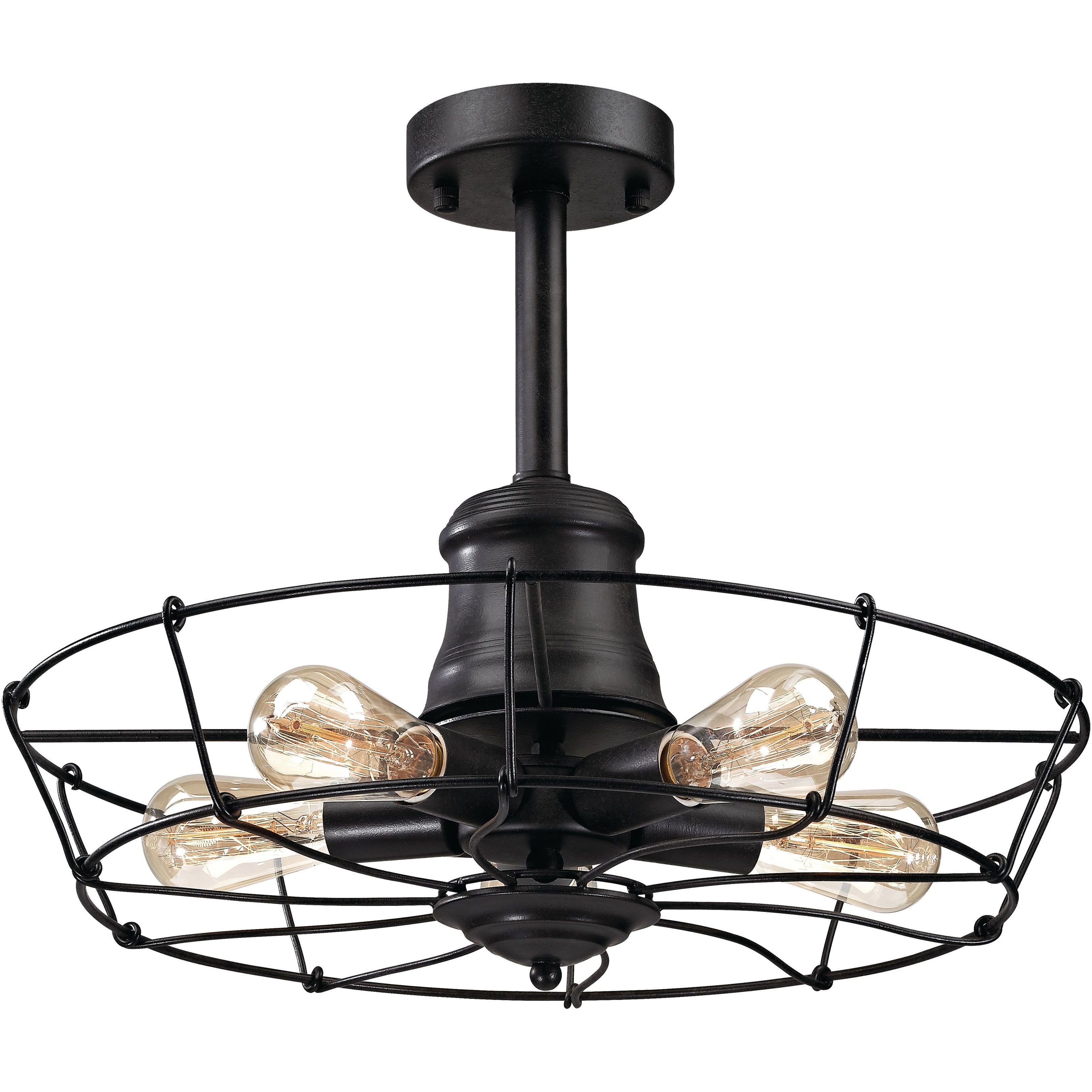 Glendora 5 Light 20 inch Wrought Iron Black Semi Flush Mount Ceiling Light