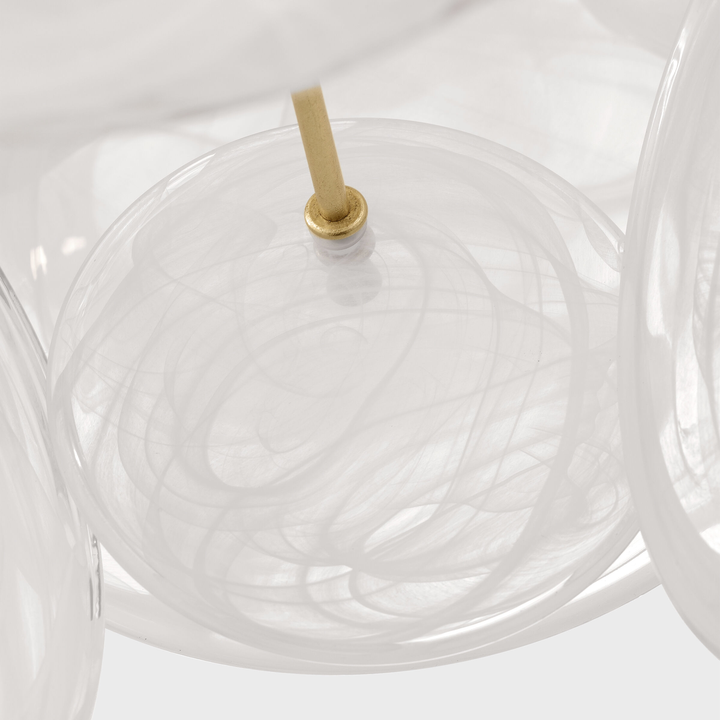 AERIN Loire LED 44 inch Gild Entry Chandelier Ceiling Light in White Strie Glass, Grande