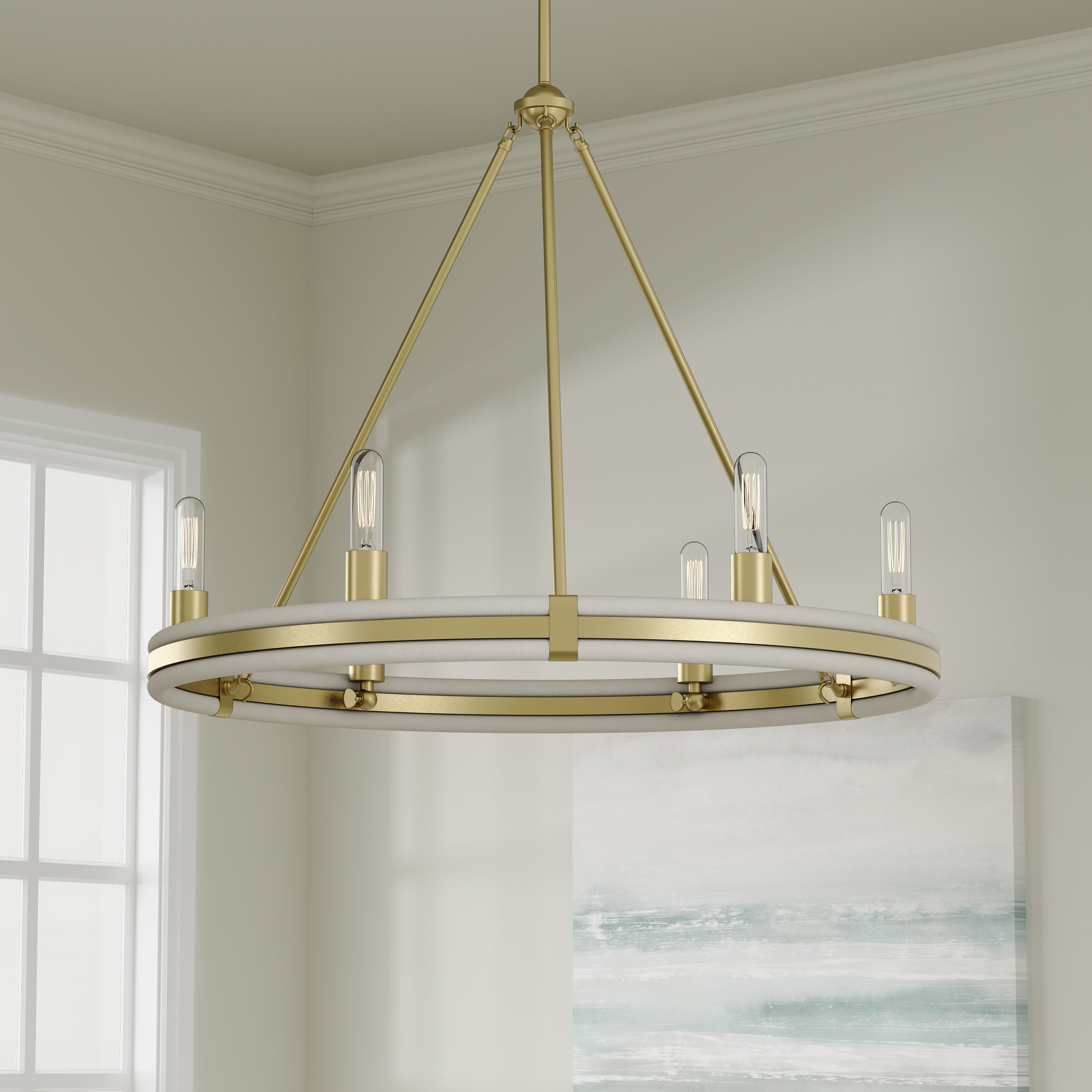 Rovessa 6 Light 32 inch Vintage Brass Chandelier Ceiling Light