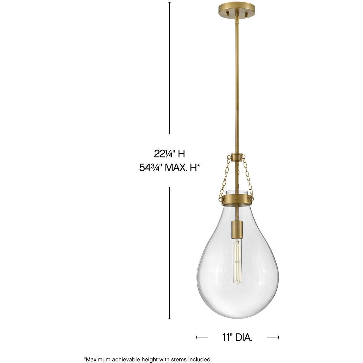 Eloise 1 Light 11 inch Lacquered Brass Pendant Ceiling Light