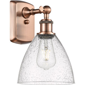Ballston Dome LED 8 inch Antique Copper Sconce Wall Light in Seedy Glass