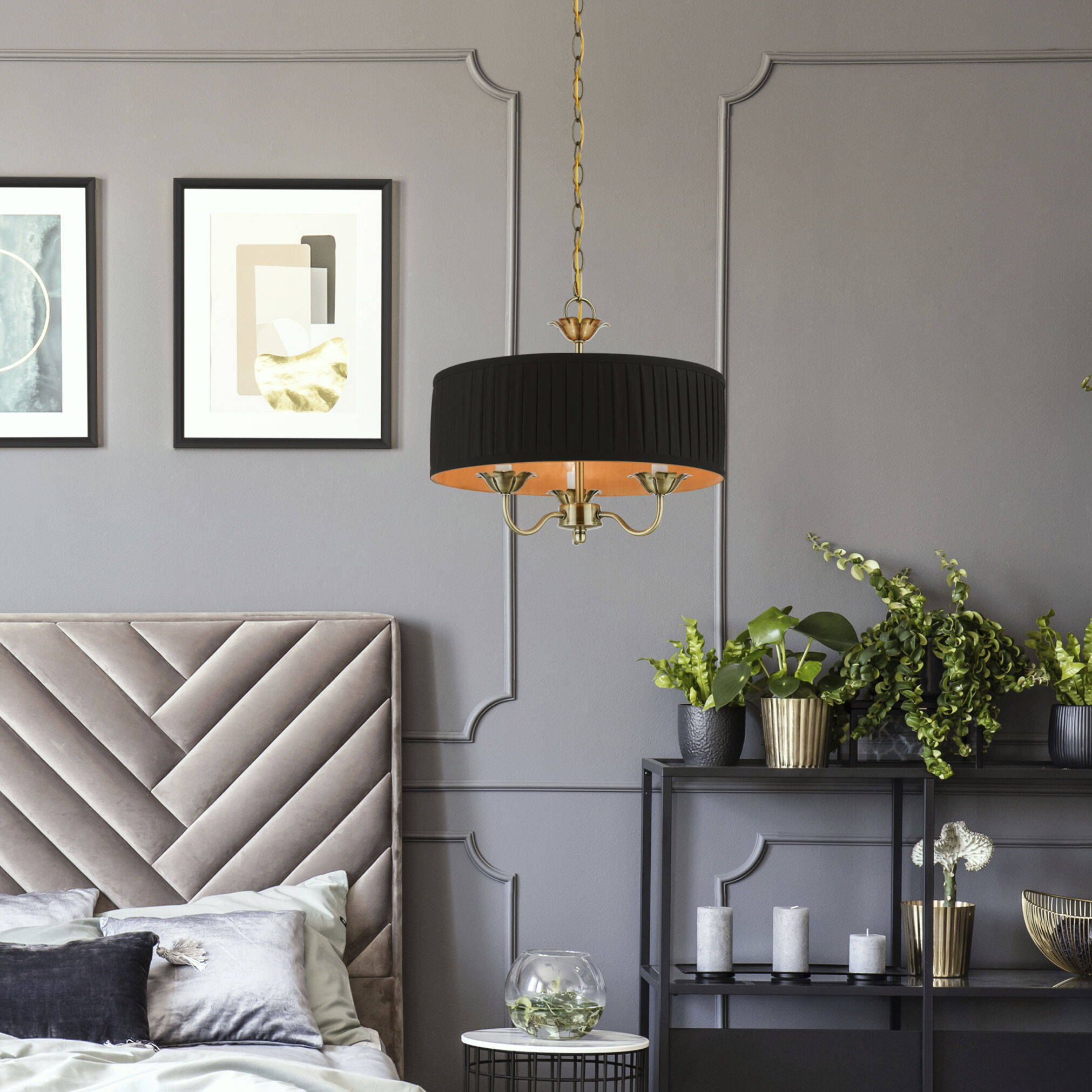 Harrington 3 Light 16 inch Antique Brass Pendant Chandelier Ceiling Light