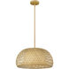 Berkshire 1 Light 18 inch Tan Metal with Natural Bamboo Pendant Ceiling Light