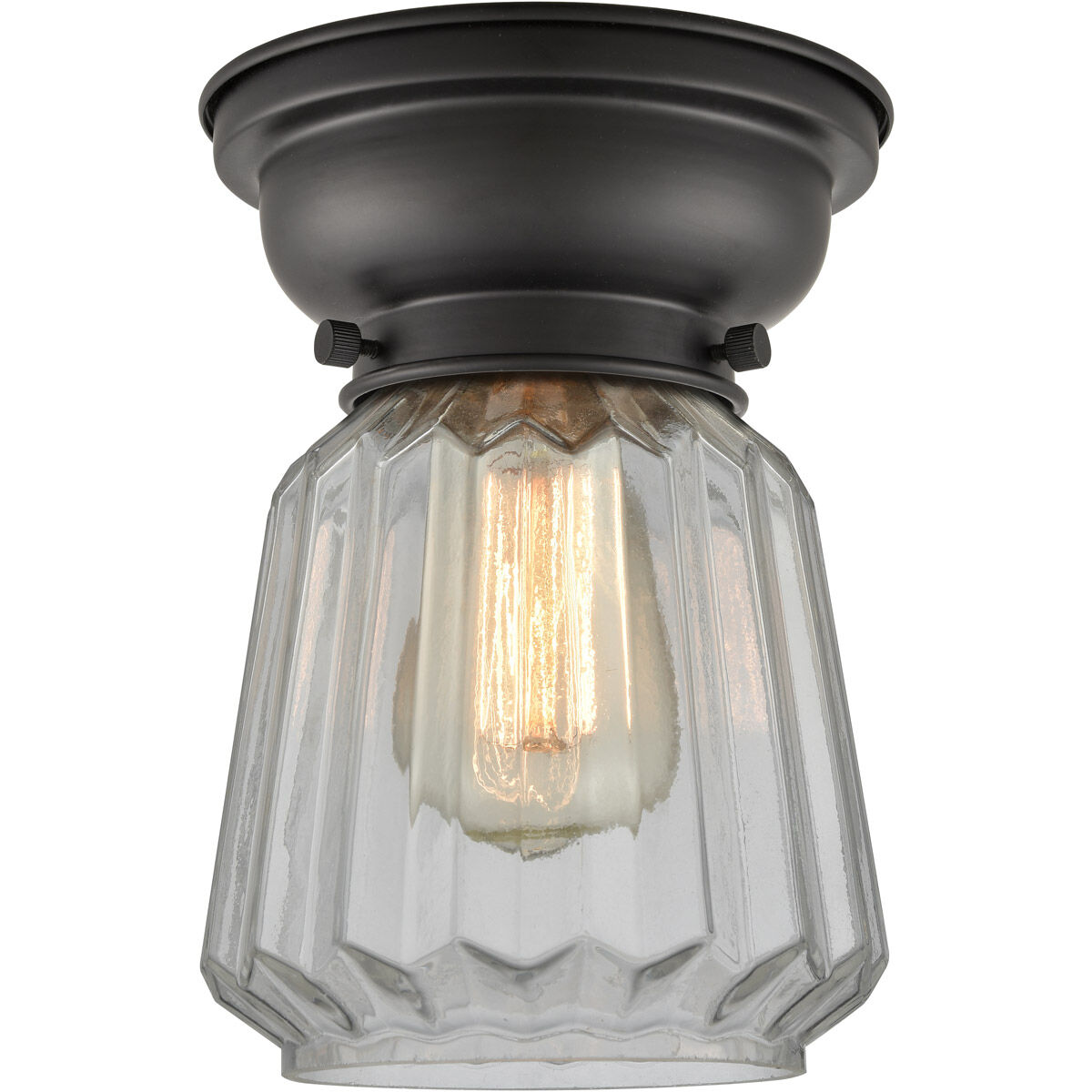 Aditi Chatham 1 Light 6 inch Matte Black Flush Mount Ceiling Light in Clear Glass, Aditi