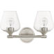 Willow 2 Light 15 inch Brushed Nickel Vanity Sconce Wall Light