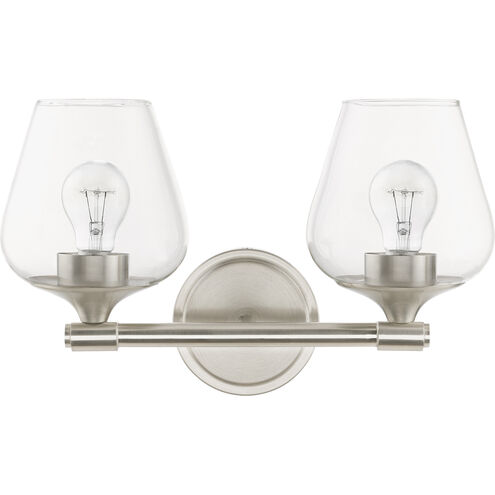 Willow 2 Light 15 inch Brushed Nickel Vanity Sconce Wall Light