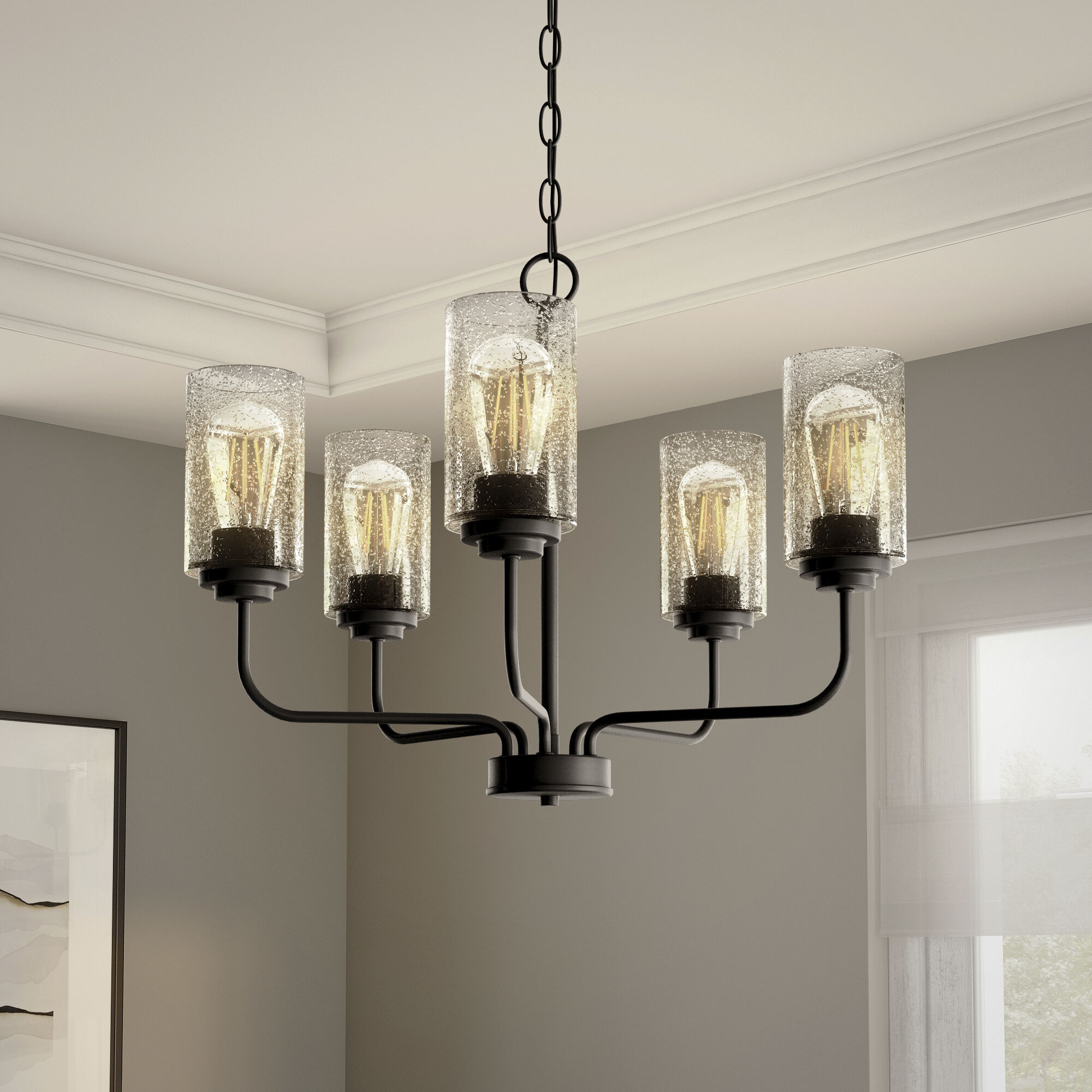 Logan 5 Light 25 inch Matte Black Chandelier Ceiling Light