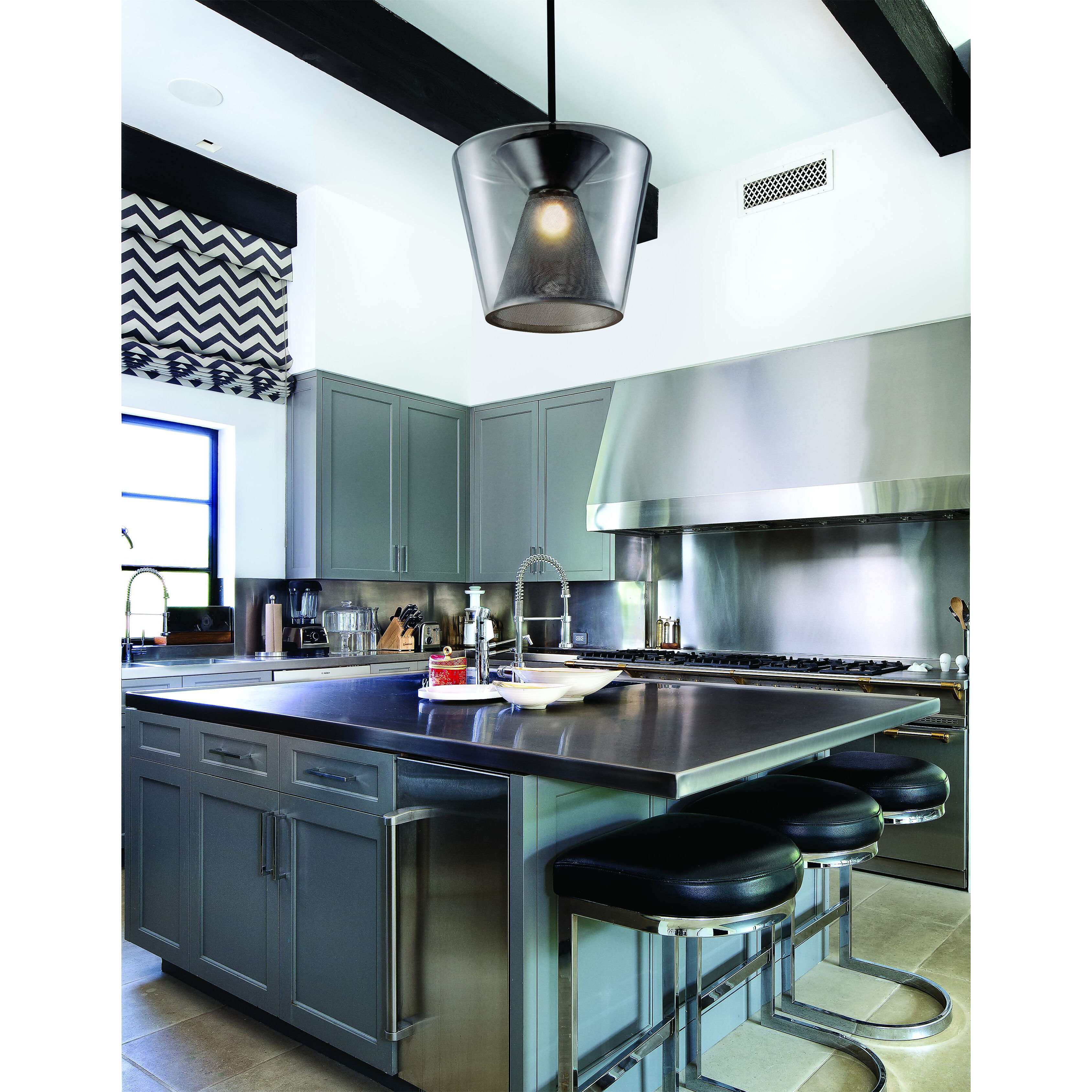 Berlin 1 Light 19.5 inch Soft Black Pendant Ceiling Light