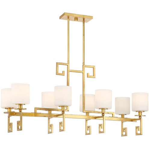 Quatrain 8 Light 41.25 inch True Gold Linear Chandelier Ceiling Light