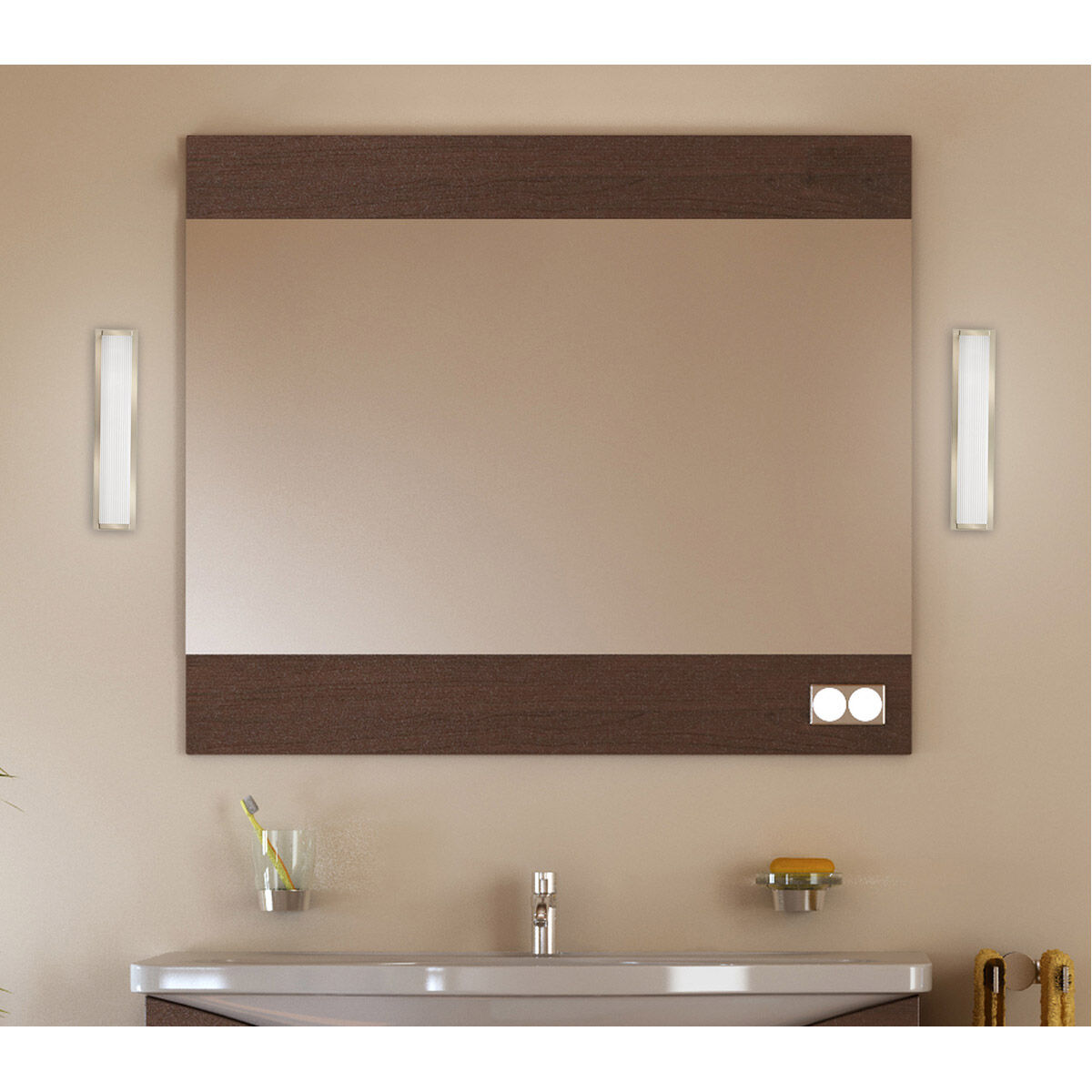 FMVTSL Square LED 23 inch Brushed Nickel Vanity Light Wall Light