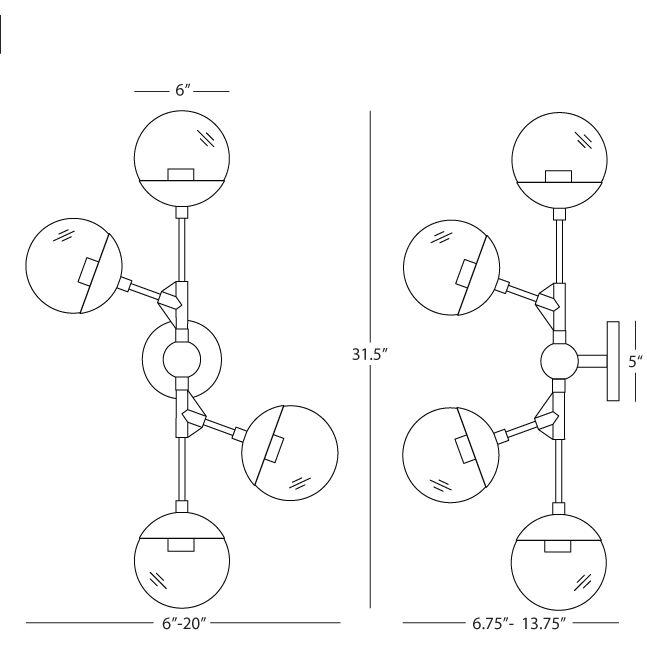 Celeste 4 Light 20 inch Modern Brass Wall Sconce Wall Light