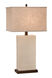 Thumprints Ripple 1 Light Table Lamp in Glazed White with Bronze Accents with Sharp Corner Rectangle Linen Hardback Shade 1220-ASL-2092