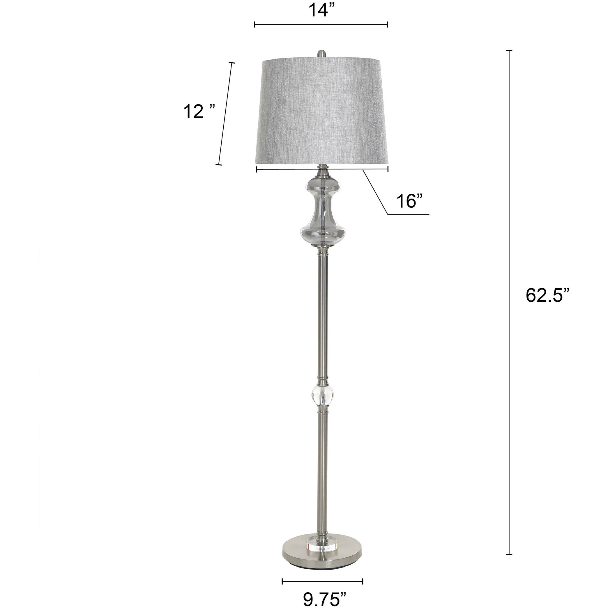 Callahan 62.5 inch 100 watt Brushed Nickel and Silver and Grey Floor Lamp Portable Light