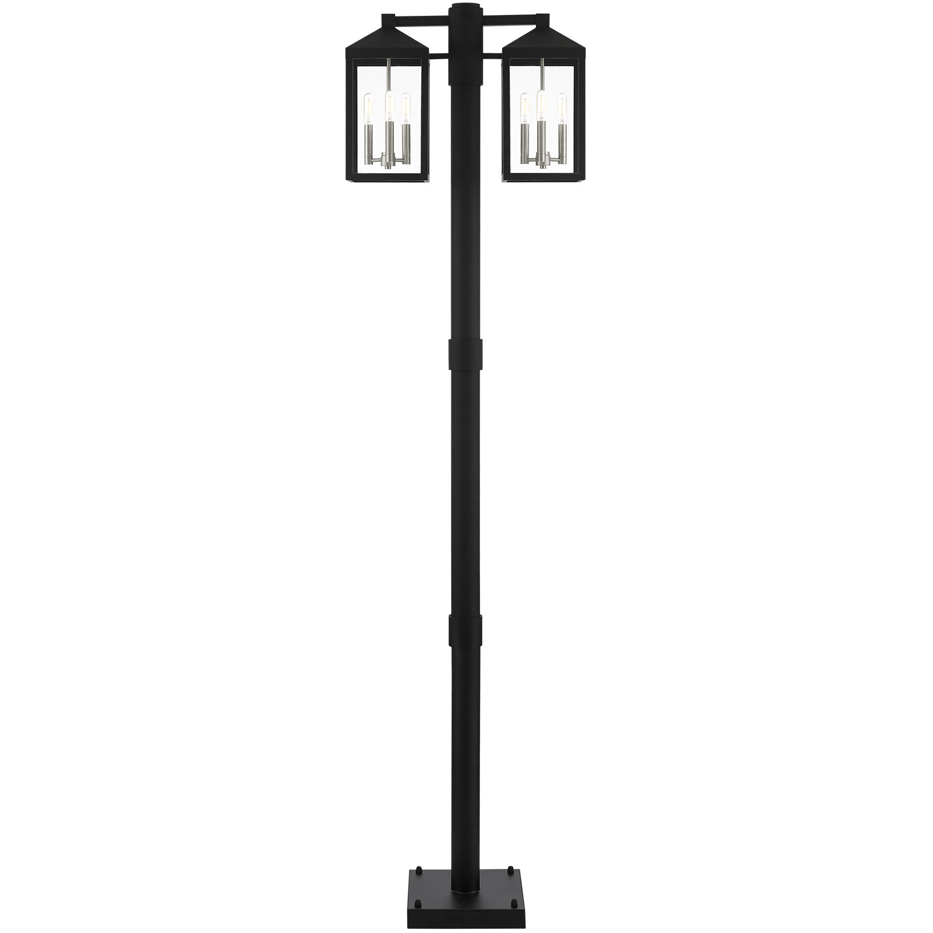Nyack 6 Light 93 inch Black with Brushed Nickel Cluster Outdoor Post Light