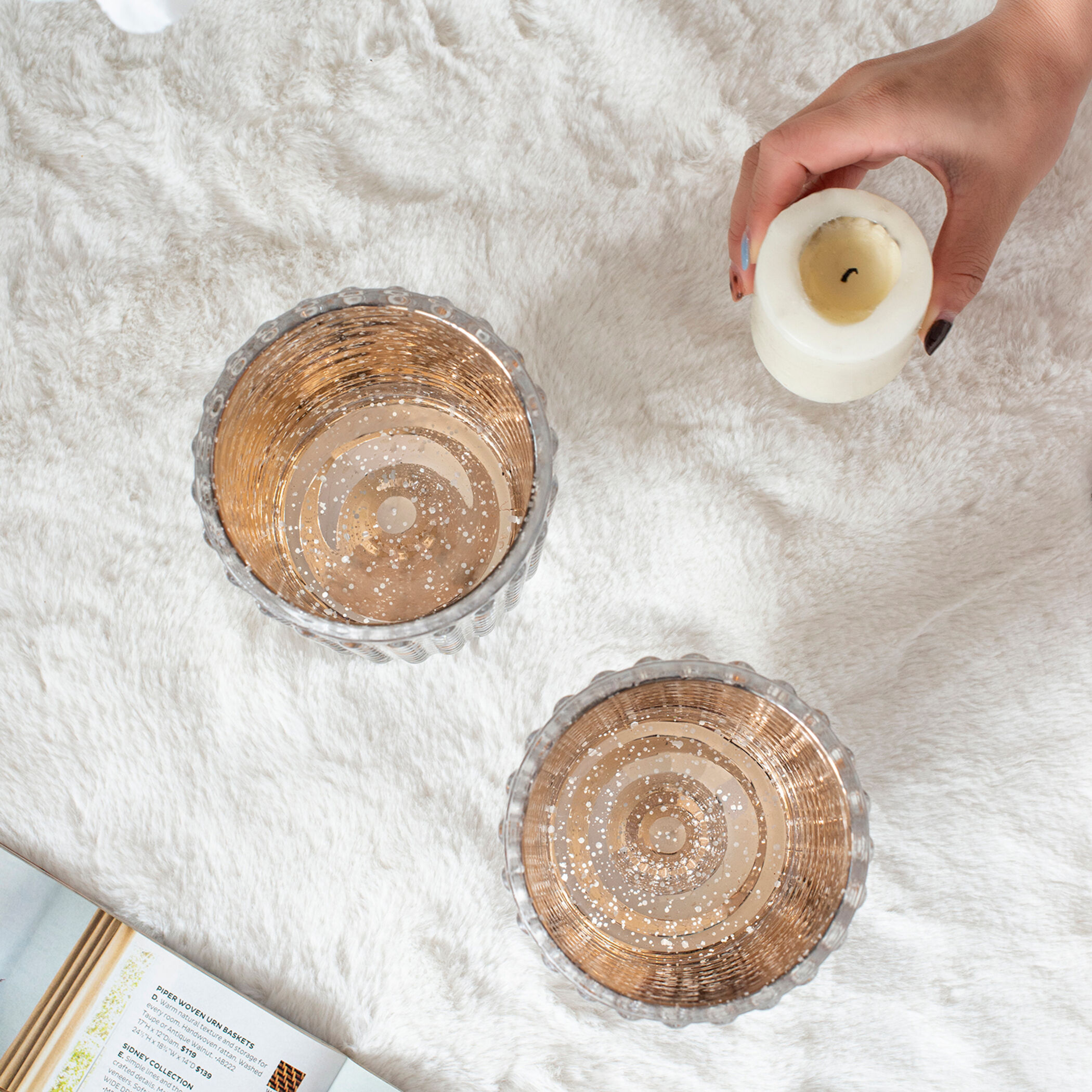 Hobnail Glass Hurricane 7 X 4.1 inch Candleholder, Set of 2