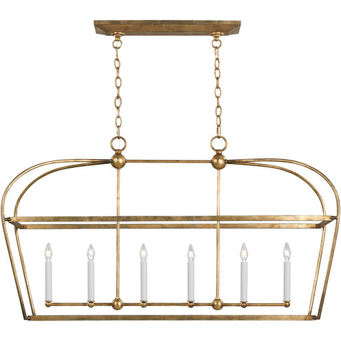 C&M by Chapman & Myers Stonington 6 Light 49.13 inch Antique Gild Linear Lantern Ceiling Light