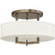 Hampton 3 Light 20 inch Brushed Bronze Indoor Semi-Flush Mount Ceiling Light in Non-LED