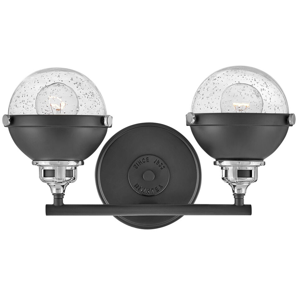 Fletcher 2 Light 16 inch Black with Chrome Vanity Light Wall Light in Black/Chrome