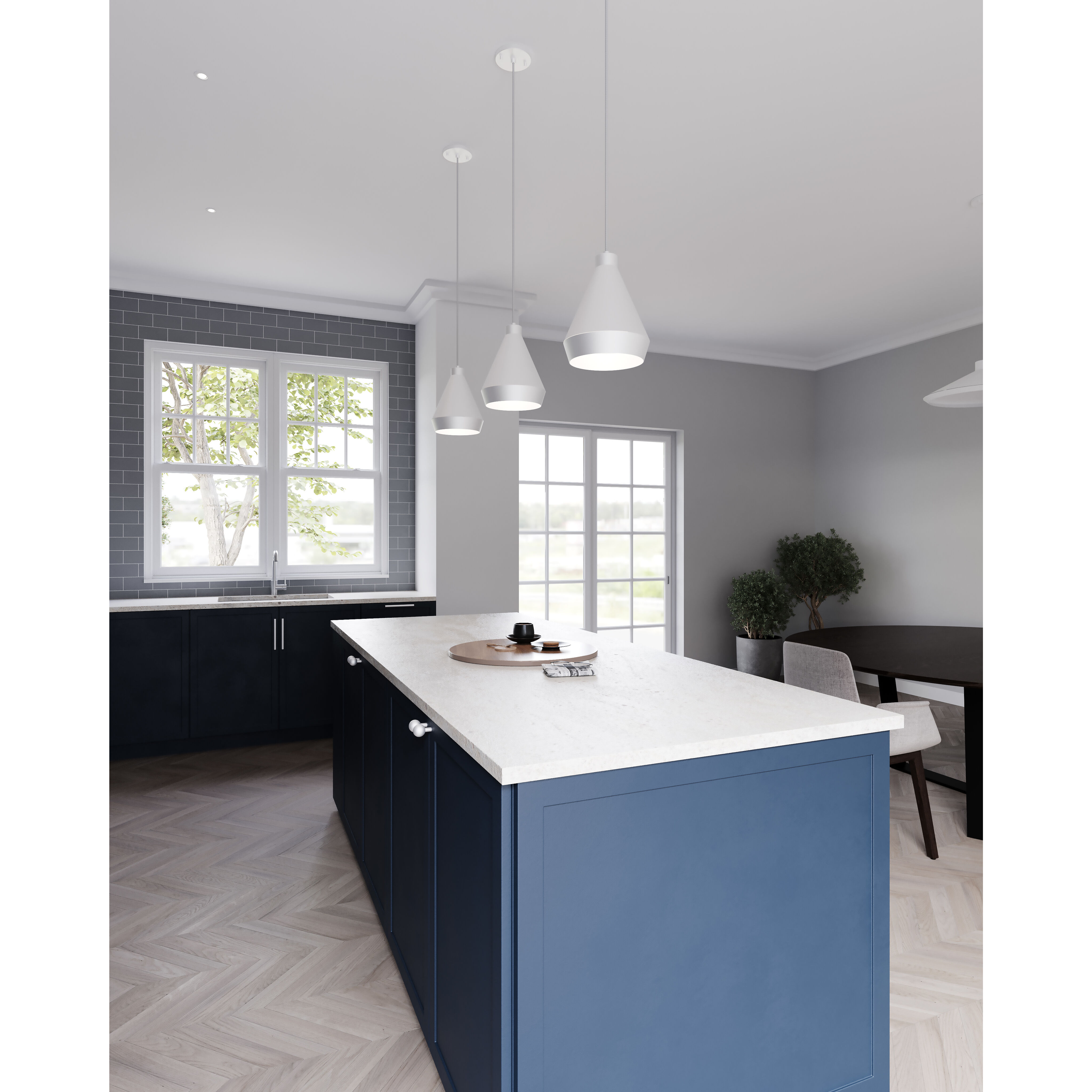 Koma LED 9 inch Satin White Pendant Ceiling Light in GU24 