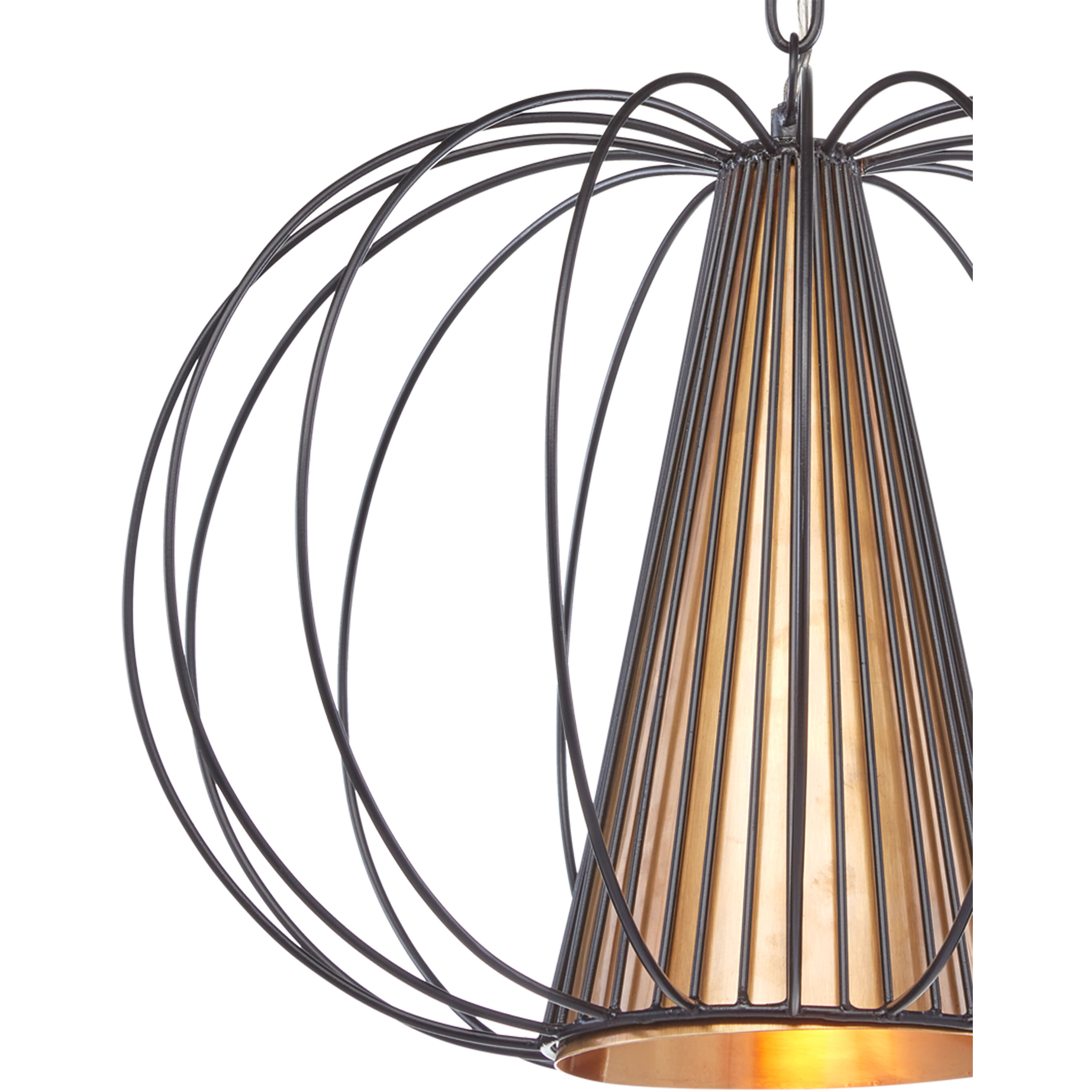 Spirograph 1 Light 17 inch Black/Vintage Brass Pendant Ceiling Light