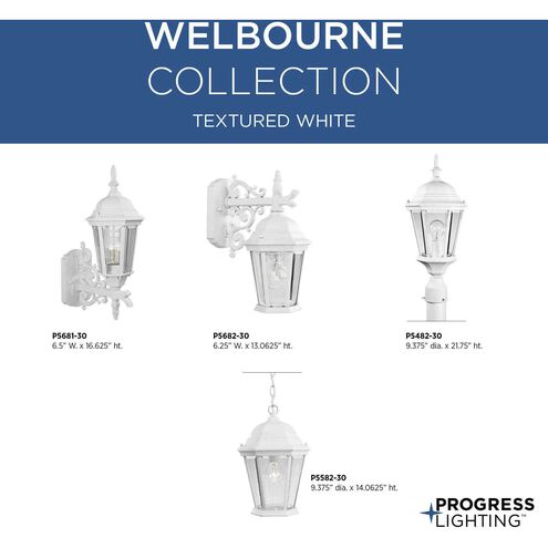 Welbourne 1 Light 22 inch Textured White Outdoor Post Lantern in Clear Beveled, Standard