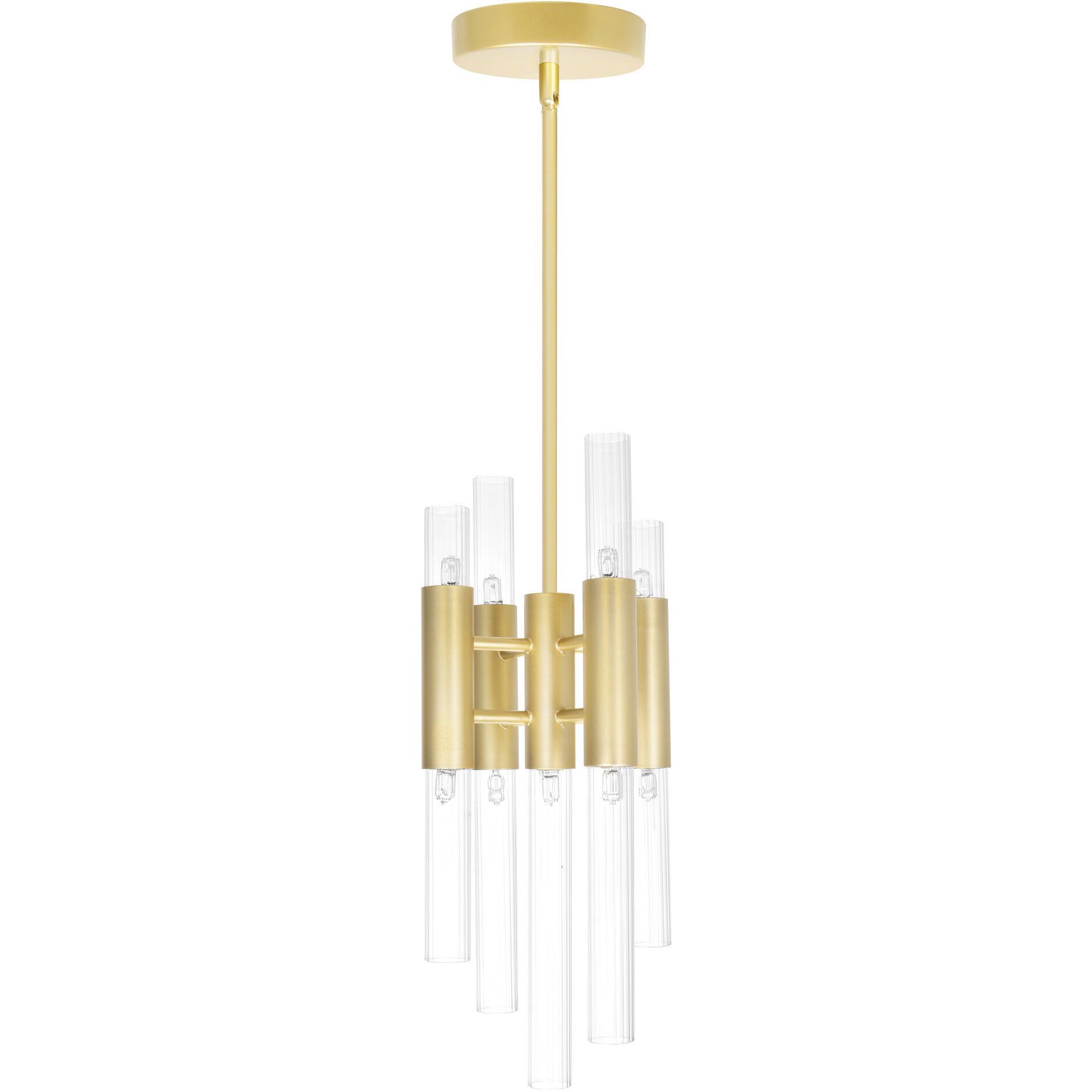 Orgue 9 Light 8 inch Satin Gold Down Mini Pendant Ceiling Light