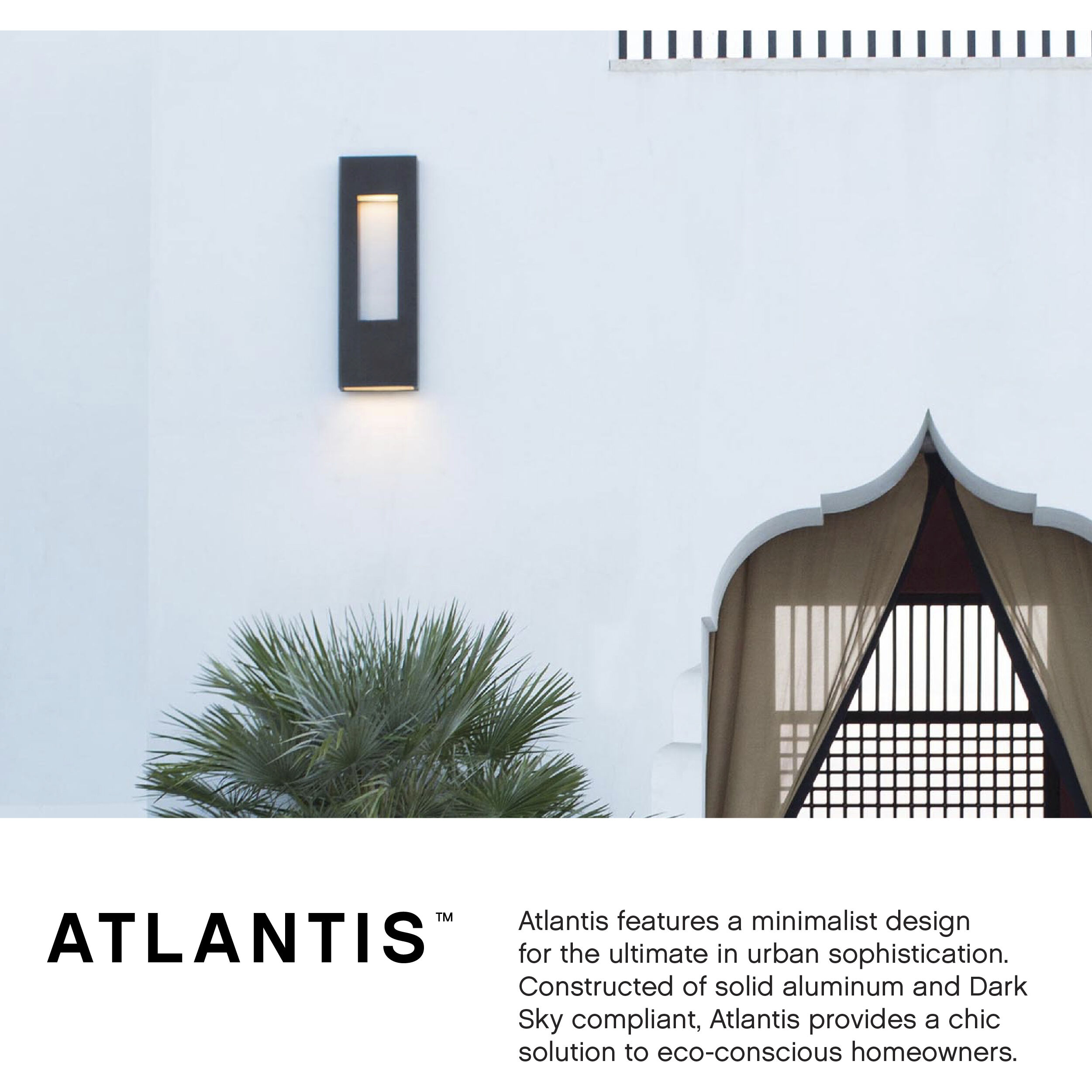 Atlantis LED 16 inch Satin Black Outdoor Wall Mount Lantern, Medium