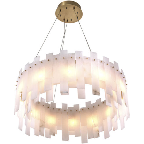Pizzorni 12 Light 33.46 inch Antique Brass with Alabaster Chandelier Ceiling Light