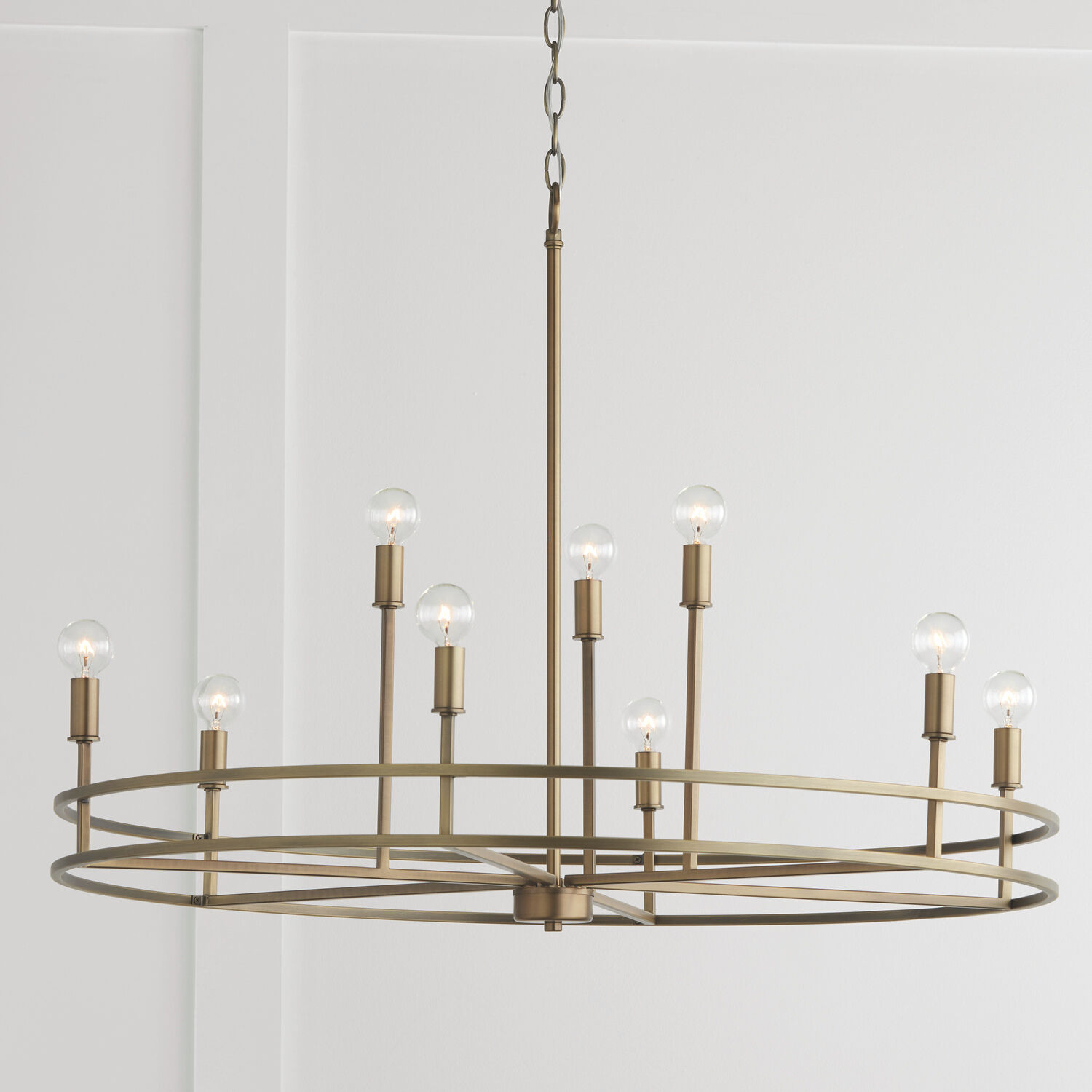 Fuller 9 Light 34.75 inch Aged Brass Chandelier Ceiling Light